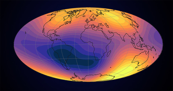 남대서양 이상 현상: 지구 자기장의 약한 지대가 확장되고 있다.